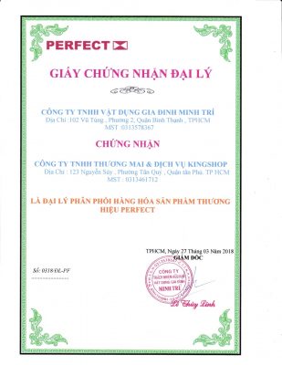 Chứng nhận đại lý phân phối chính thức sản phẩm mang thương hiệu Perfect