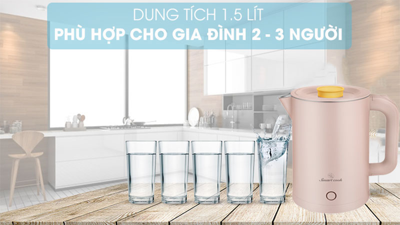 Ấm đun nước siêu tốc Elmich Smartcook KES-3857P/G/W - Hàng chính hãng