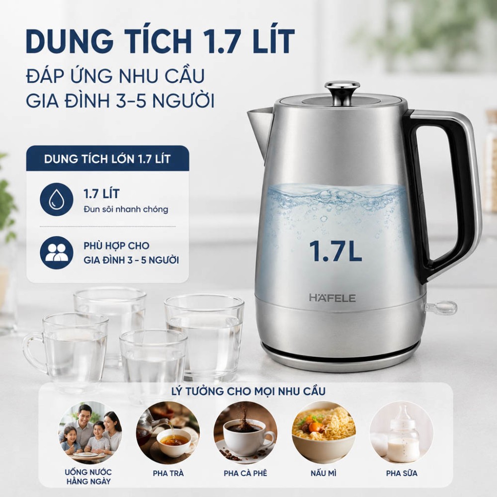 Ấm đun siêu tốc Hafele HS-K1704X - 1.7 lít - Hàng chính hãng
