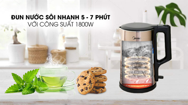 Ấm đun siêu tốc Midea MK-317DW - Hàng chính hãng