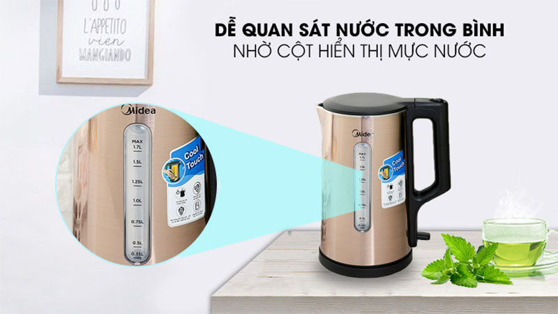Ấm đun siêu tốc Midea MK-317DW - Hàng chính hãng