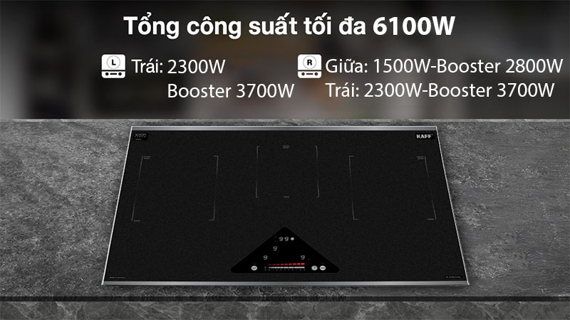 Bếp 3 điện từ Kaff KF-IC5801II Plus (Made in Germany) - Hàng chính hãng