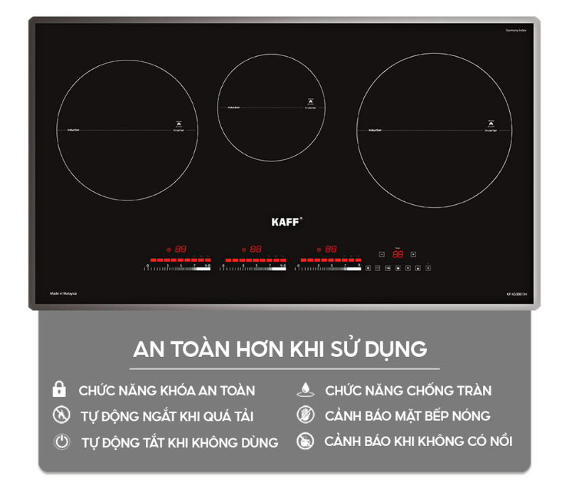 Bếp điện từ 3 vùng nấu Kaff KF-IG3001II - Hàng chính hãng