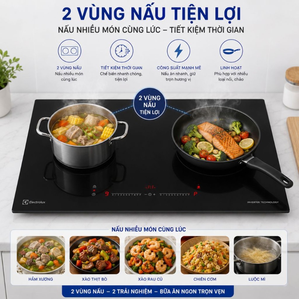 Bếp điện từ đôi Electrolux EHI7252BF - Hàng chính hãng