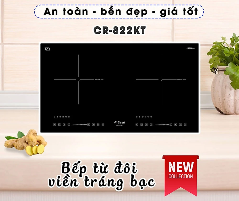Bếp điện từ đôi Capri CR-822KT - Hàng chính hãng