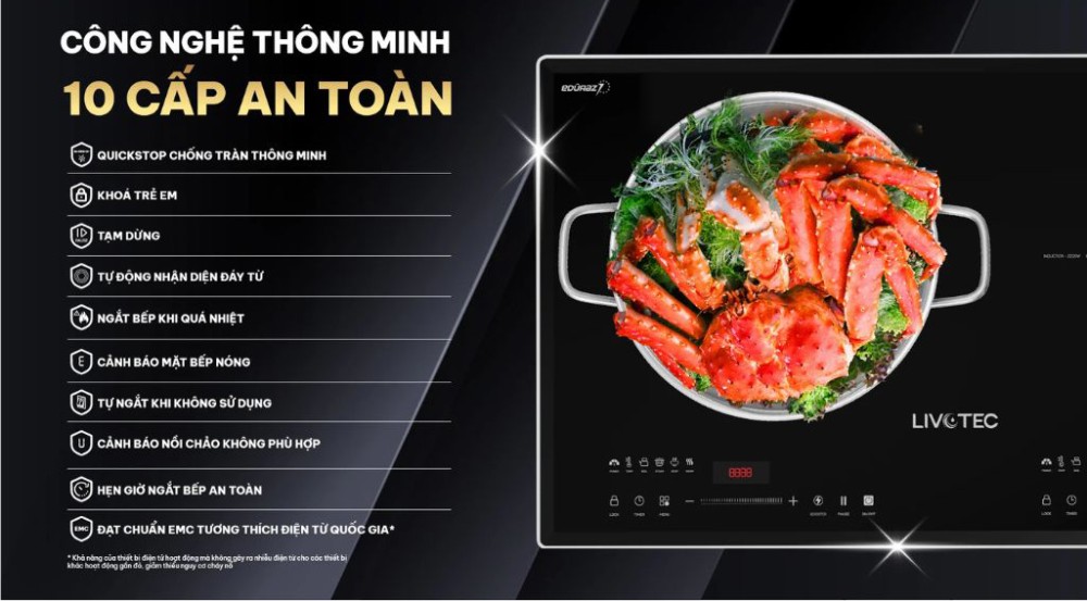 Bếp điện từ đôi Livotec LID-980M - Hàng chính hãng