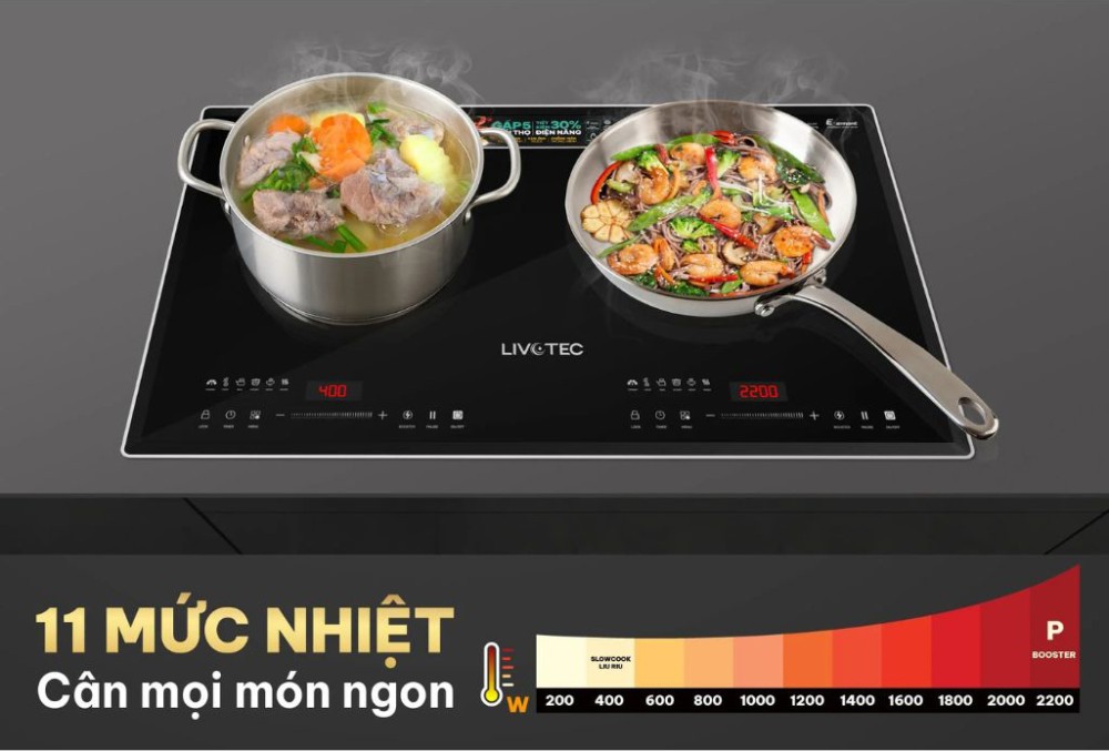Bếp điện từ đôi Livotec LID-980M - Hàng chính hãng