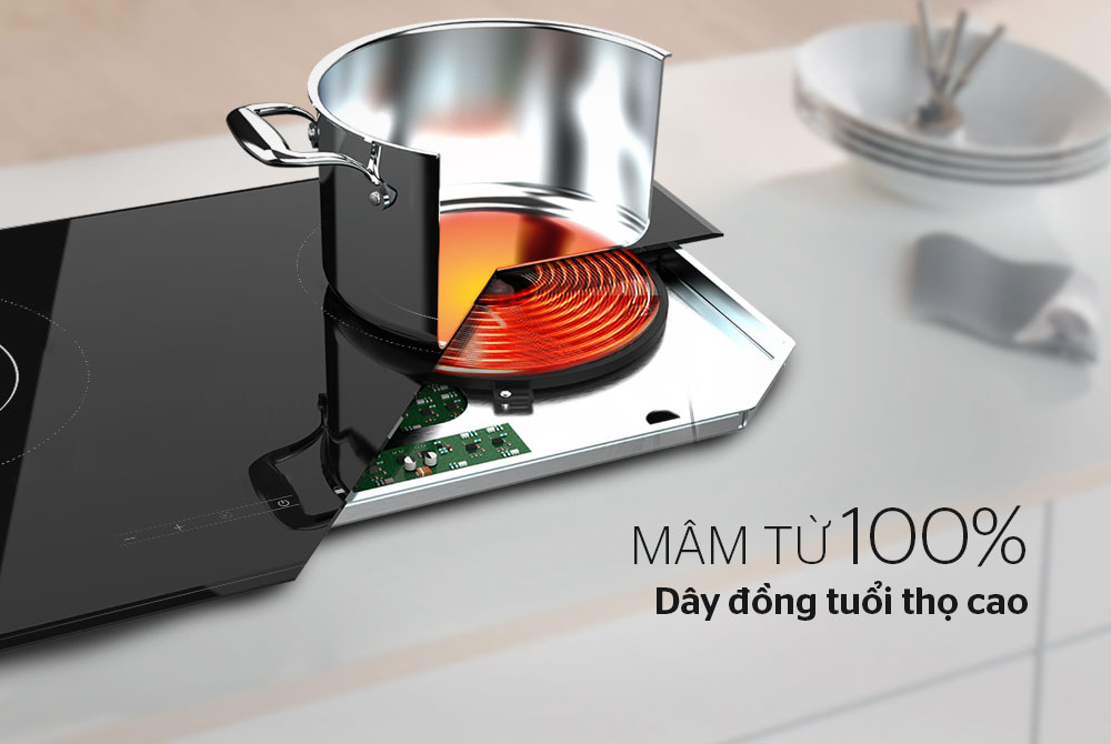 Bếp đôi điện từ Sunhouse SHB9005-EC - Hàng chính hãng