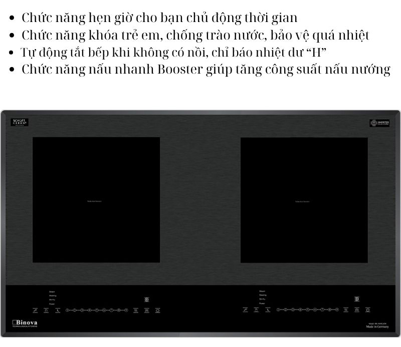 Bếp điện từ đôi Binova BI-1088GM - Hàng chính hãng