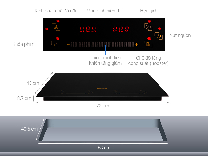 Bếp điện từ đôi Kangaroo KG858I - Hàng chính hãng