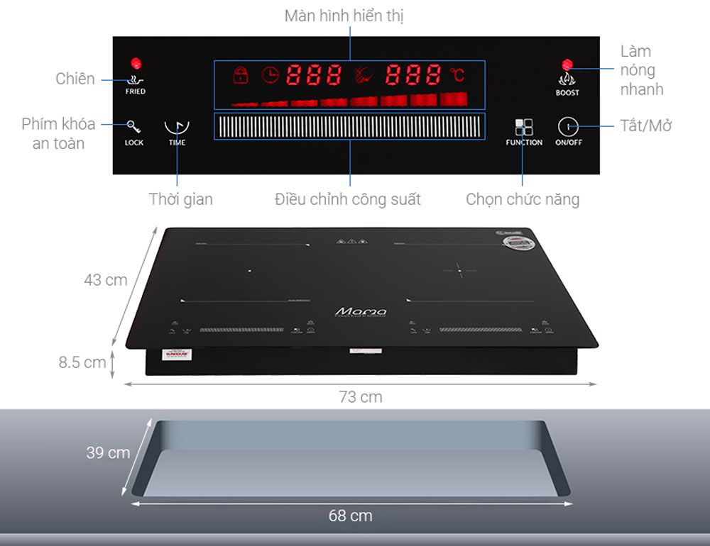 Bếp đôi điện từ Sunhouse Mama MMB9201DIH - Hàng chính hãng