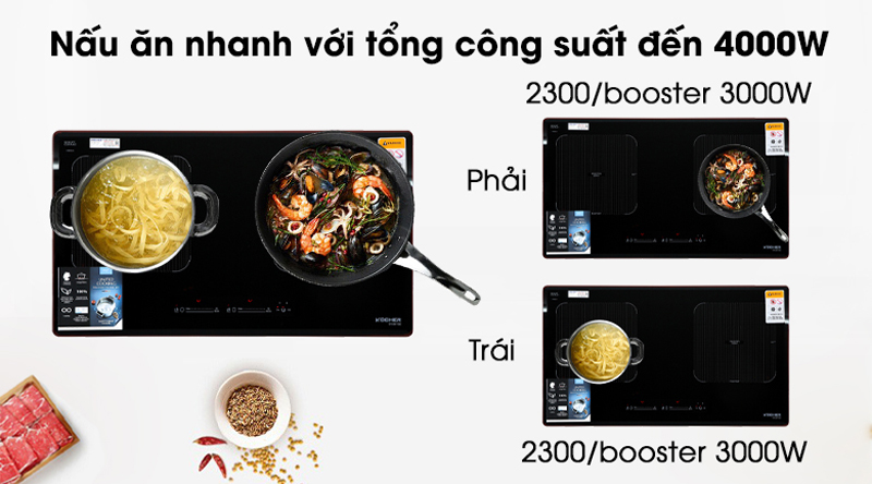 Bếp điện từ đôi Kocher DI-881GE - Hàng chính hãng