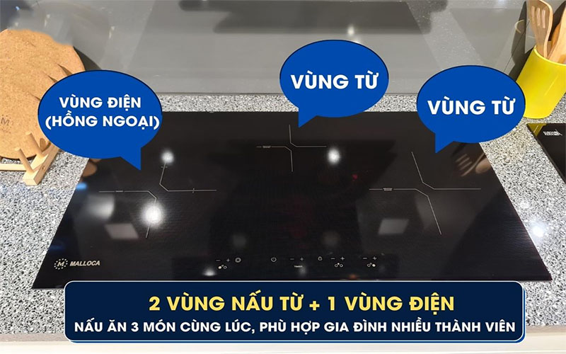Bếp điện từ kết hợp hồng ngoại Malloca MH-03IR N - Hàng chính hãng