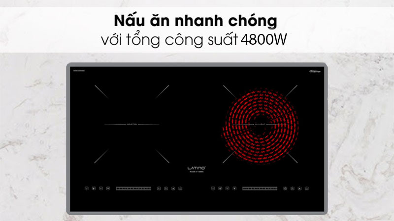 Bếp đôi điện từ hồng ngoại Inverter Latino LT-S888G - Hàng chính hãng