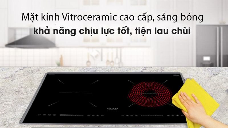 Bếp đôi điện từ hồng ngoại Inverter Latino LT-S888G - Hàng chính hãng