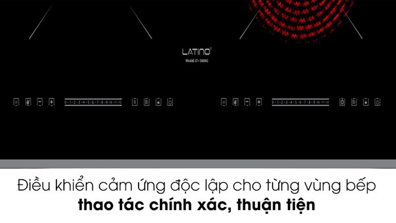Bếp đôi điện từ hồng ngoại Inverter Latino LT-S888G - Hàng chính hãng