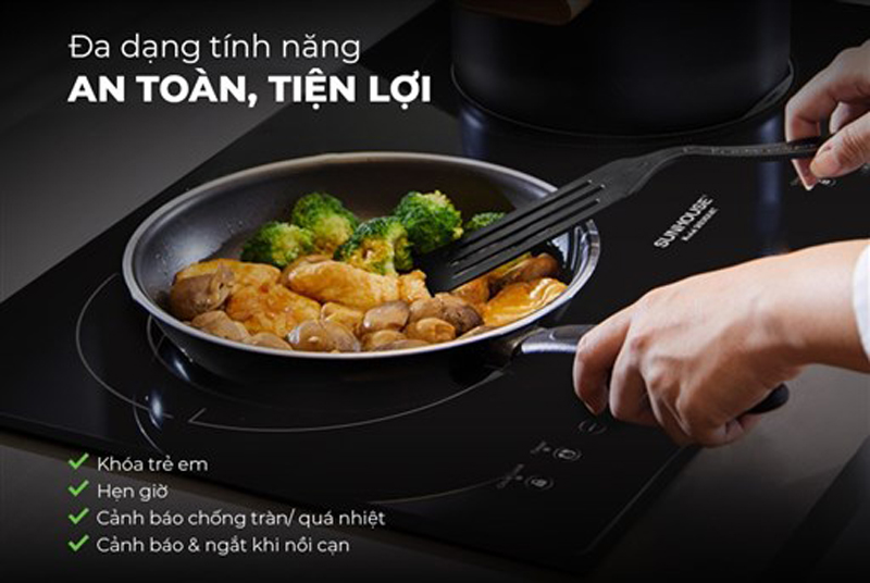 Bếp đôi hồng ngoại điện từ Sunhouse SHB8668MT - Hàng chính hãng