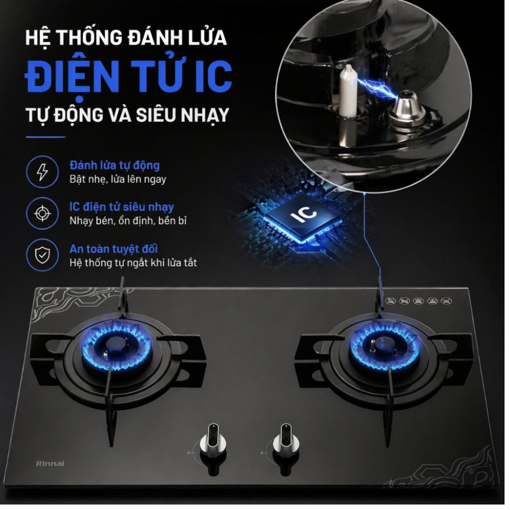 Bếp gas âm Rinnai RVB-732G(FS) - Hàng chính hãng
