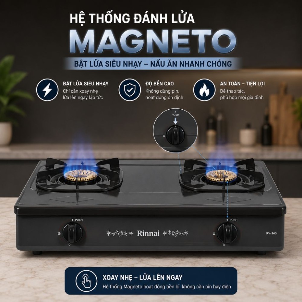 Bếp gas đôi Rinnai RV-365(G)N - Hàng chính hãng