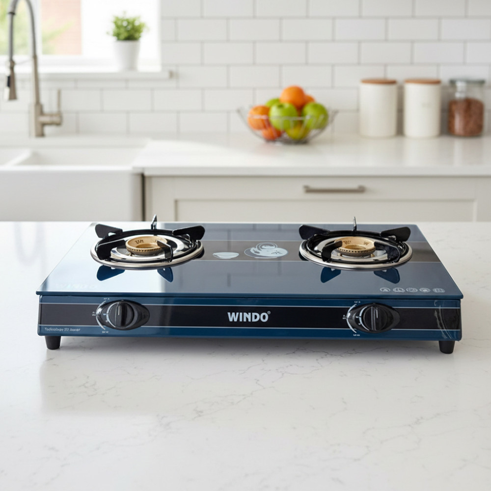 Bếp gas đôi để bàn mặt kính Windo 717ĐV - Hàng chính hãng