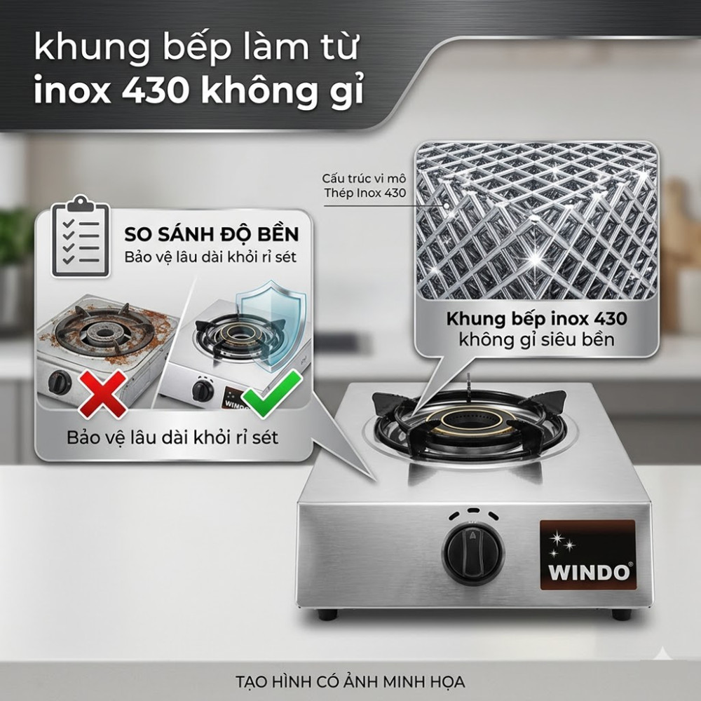Bếp gas đơn mặt inox Windo 110SI - Hàng chính hãng