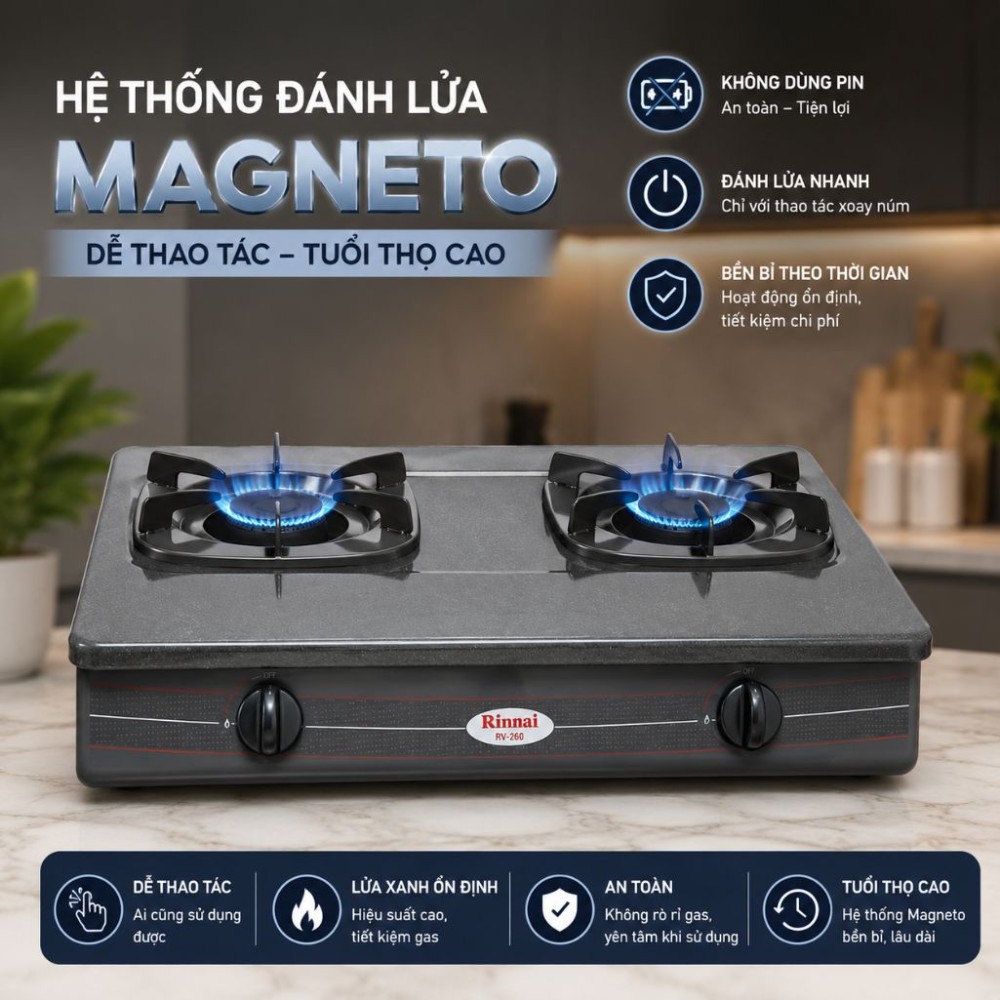 Bếp gas dương Rinnai RV-360GM(N) - Hàng chính hãng