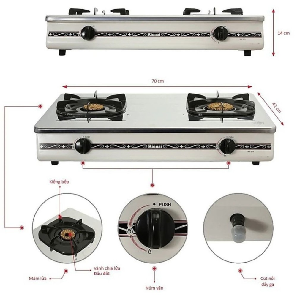 Bếp gas đôi Rinnai RV-375(SW)N - Hàng chính hãng