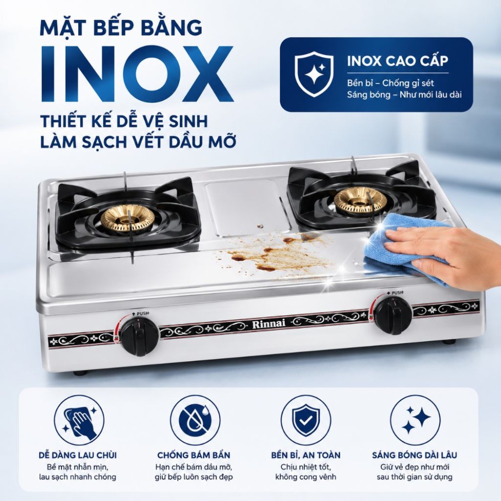 Bếp gas đôi Rinnai RV-375(SW)N - Hàng chính hãng