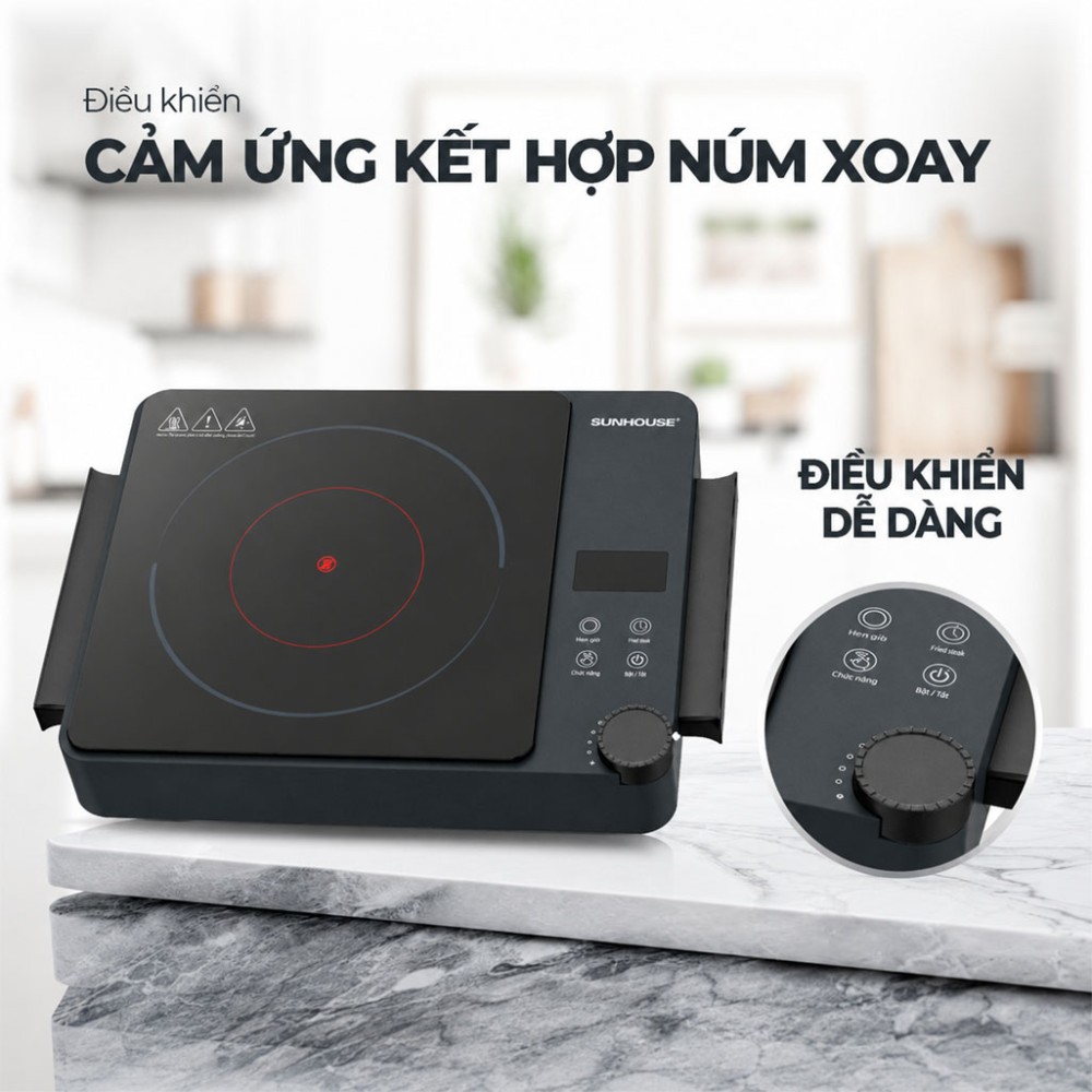 Bếp hồng ngoại hai vòng nhiệt Sunhouse SHD6022 - Hàng chính hãng