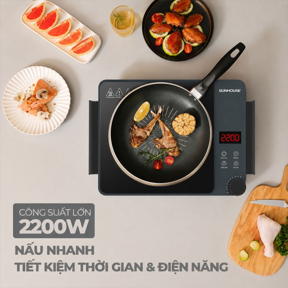 Bếp hồng ngoại hai vòng nhiệt Sunhouse SHD6022 - Hàng chính hãng