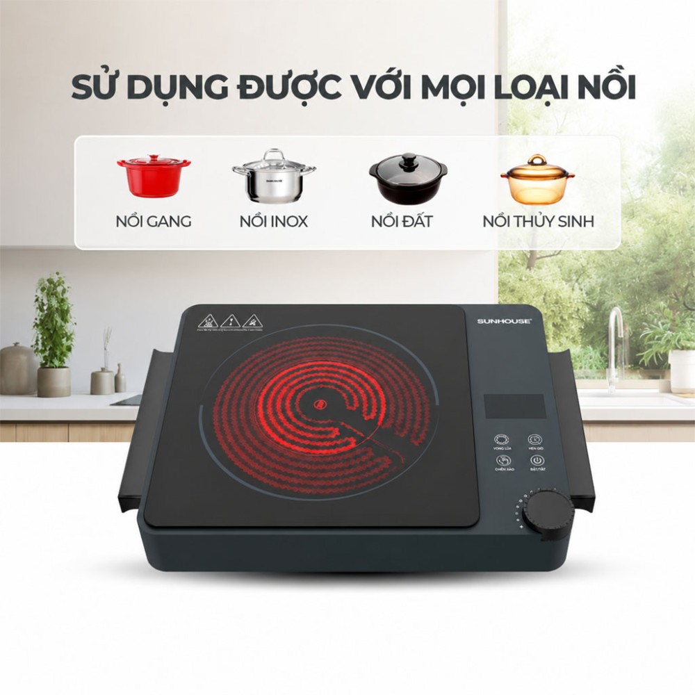 Bếp hồng ngoại hai vòng nhiệt Sunhouse SHD6022 - Hàng chính hãng