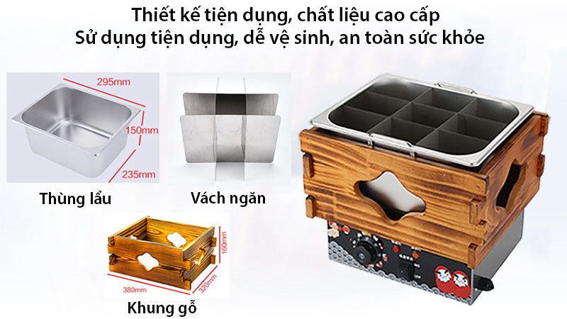Bếp lẩu điện đơn 9 ngăn Kanto HS-G1T - Hàng chính hãng
