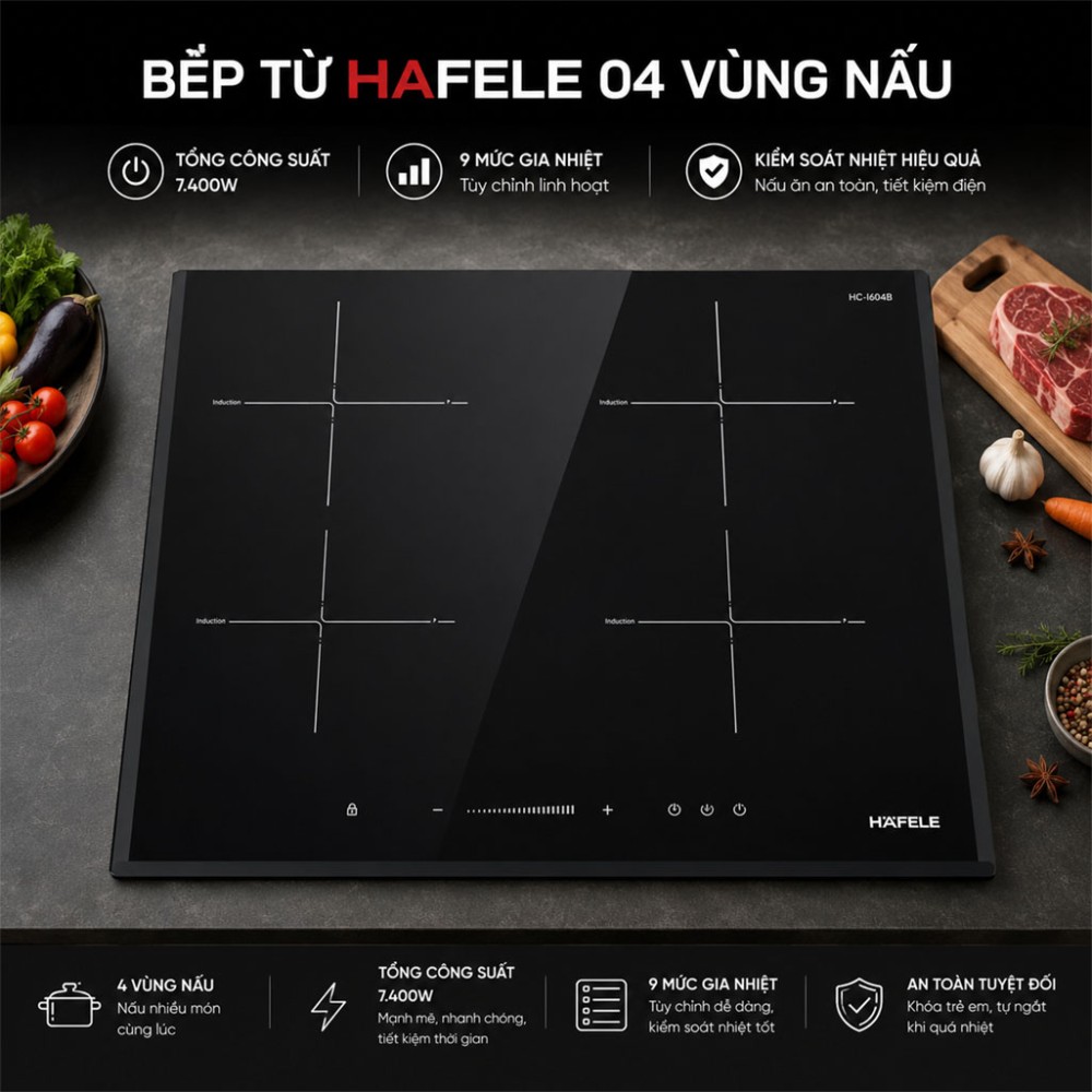 Bếp từ 4 vùng nấu Hafele HC-I604D 535.02.040 - Hàng chính hãng