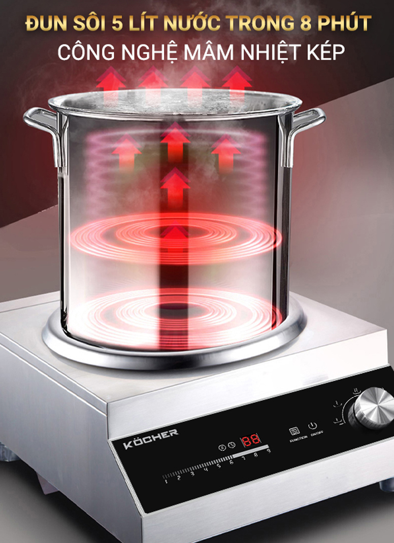 Bếp điện từ công nghiệp mặt lõm Kocher CI-3500C  - Hàng chính hãng