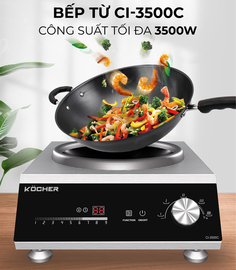 Bếp điện từ công nghiệp mặt lõm Kocher CI-3500C  - Hàng chính hãng