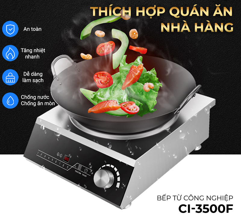 Bếp điện từ công nghiệp mặt lõm Kocher CI-3500C  - Hàng chính hãng