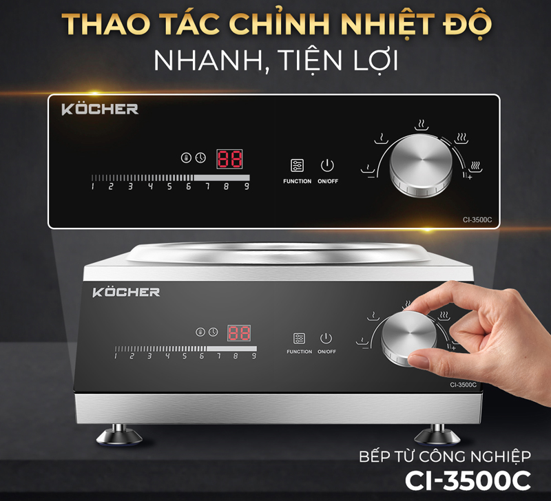 Bếp điện từ công nghiệp mặt lõm Kocher CI-3500C  - Hàng chính hãng