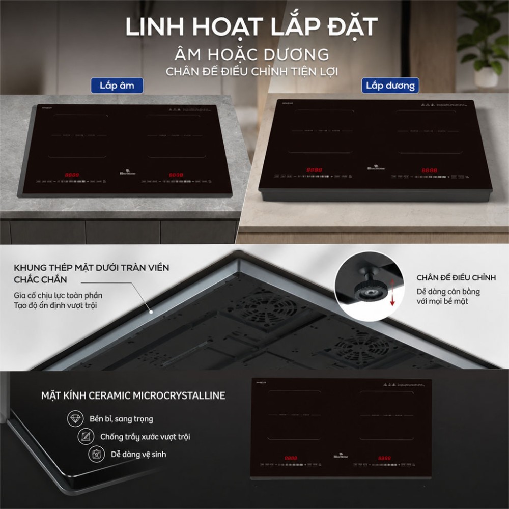 Bếp từ đôi Inverter BlueStone ICB-6949 - Hàng chính hãng