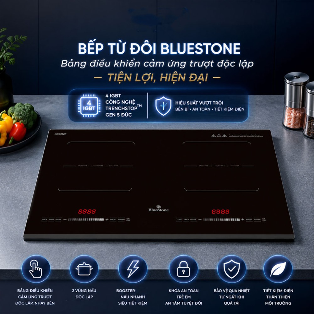 Bếp từ đôi Inverter BlueStone ICB-6949 - Hàng chính hãng