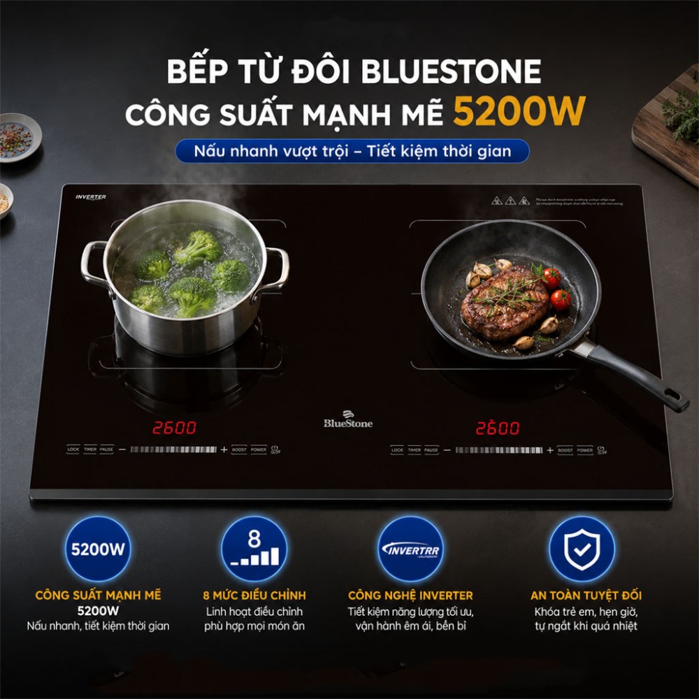 Bếp từ đôi Inverter BlueStone ICB-6949 - Hàng chính hãng