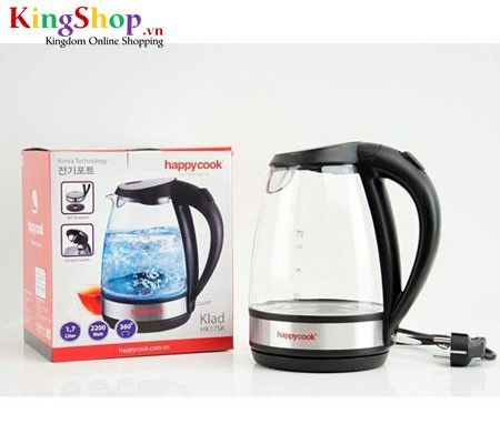 Bình đun siêu tốc thủy tinh Happy Cook HK17SK - Dung tích 1.7L - Hàng chính hãng