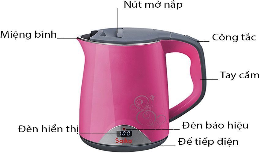 Bình đun siêu tốc Saiko CK-2150S - Hàng chính hãng