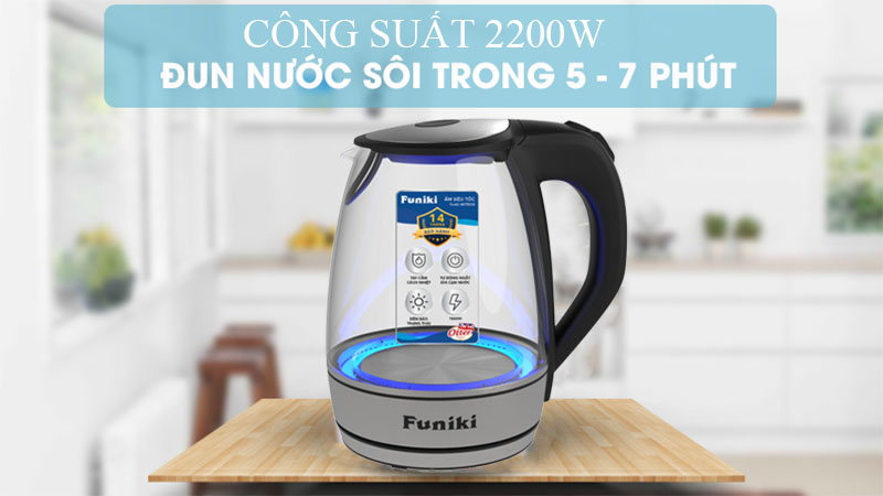 Bình đun siêu tốc thủy tinh Funiki HKT5232 - Hàng chính hãng