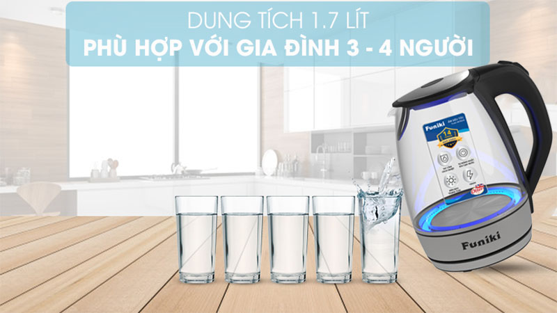 Bình đun siêu tốc thủy tinh Funiki HKT5232 - Hàng chính hãng