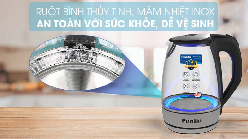 Bình đun siêu tốc thủy tinh Funiki HKT5232 - Hàng chính hãng