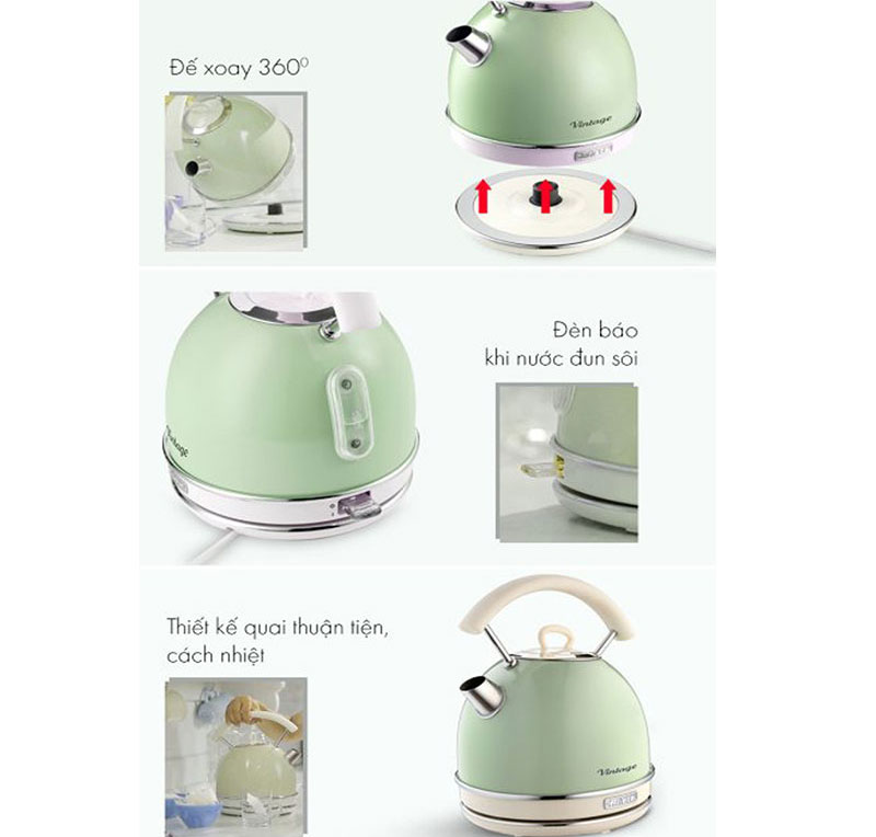 Bình đun siêu tốc tròn 1,7 lít Ariete MOD.2877/04 - Hàng chính hãng