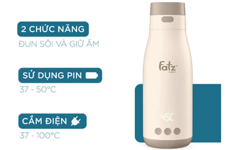 Bình đun và hâm nước pha sữa cầm tay Smart 3 Fatzbaby FB3621FD - Hàng chính hãng