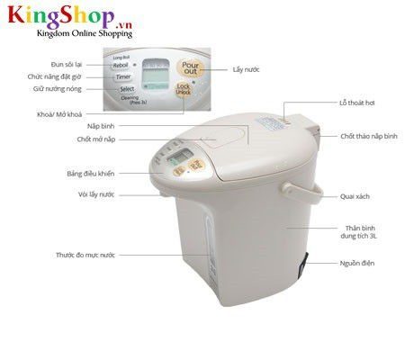 Bình thủy điện Panasonic PABT-NC-BH30PCSY - Dung tích 3.0L - Hàng chính hãng