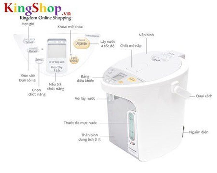 Bình thủy điện Panasonic PABT-NC-HU301PHSY - Hàng chính hãng