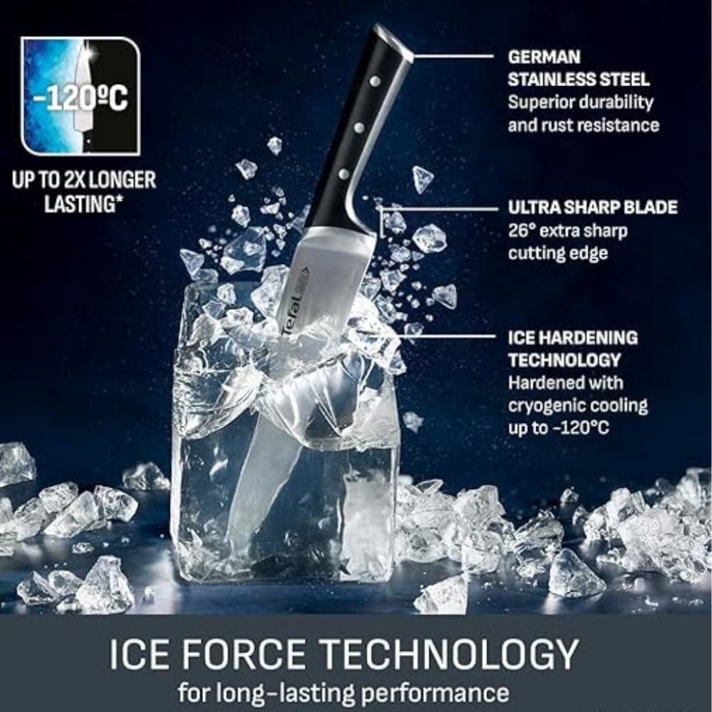 Bộ dao thép Đức 7 món kèm kệ để dao Tefal Ice Force K232S714 - Hàng chính hãng